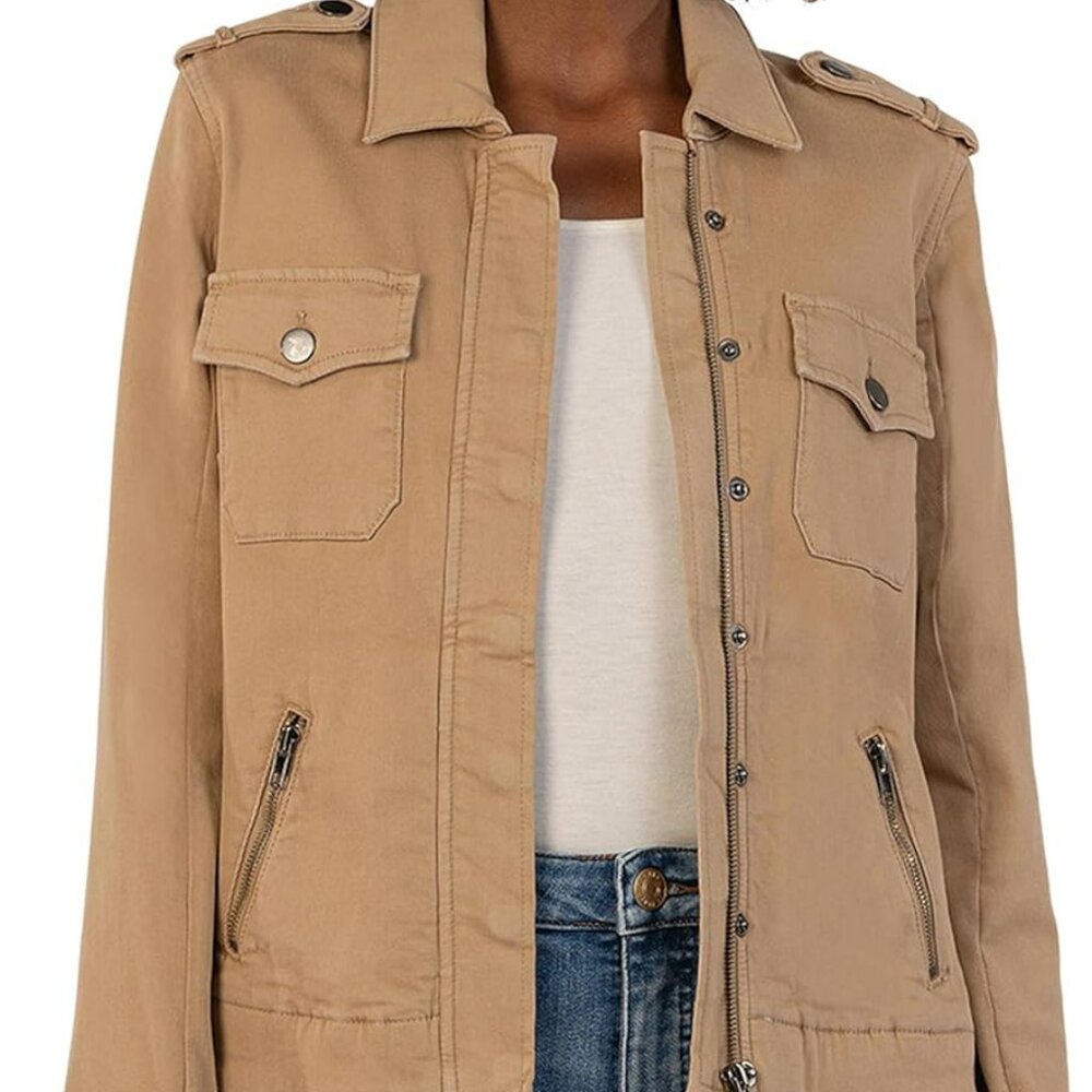 Women's KUT from the Kloth Amanda Boxy Denim Jacket sz Large in Cafe color